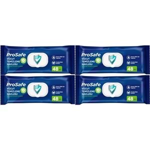 Prosafe Yetişkin Vücut Temizleme Islak Mendil Havlu 48 Yaprak XL (4 Lü Set) Plastik Kapak