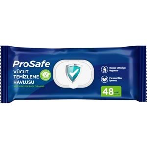 Prosafe Yetişkin Vücut Temizleme Islak Mendil Havlu 48 Yaprak XL (12 Li Set) Plastik Kapak