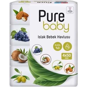 Pure Baby Wipes Islak Havlu Mendil 50 Yaprak 20 Li Set (1000 Yaprak) (Meyveli)