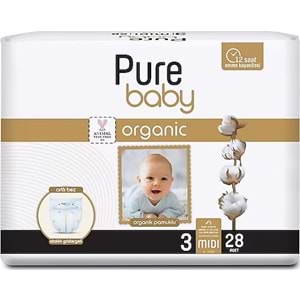Pure Baby Organik Bebek Bezi 3 Beden 4-10 KG Midi 140 Adet Mega Fırsat Pk