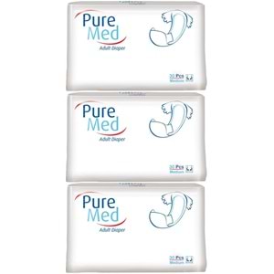 Puremed Yetişkin Bezi Bel Bantlı Tekstil Yüzey M - Orta - Medium 90 Adet (3PK*30)