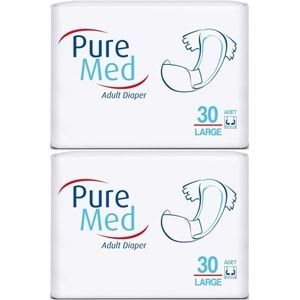 Puremed Yetişkin Bezi Bel Bantlı Tekstil Yüzey L - Büyük - Large 60 Adet (2PK*30)