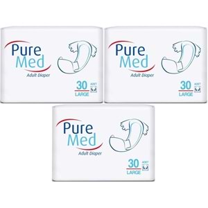 Puremed Yetişkin Bezi Bel Bantlı Tekstil Yüzey L - Büyük - Large 90 Adet (3PK*30)