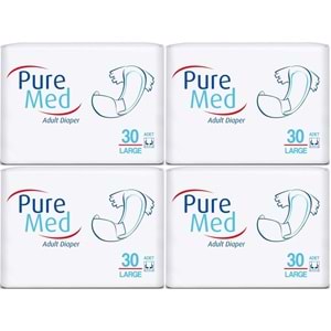 Puremed Yetişkin Bezi Bel Bantlı Tekstil Yüzey L - Büyük - Large 120 Adet (4PK*30)