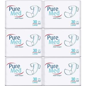 Puremed Yetişkin Bezi Bel Bantlı Tekstil Yüzey L - Büyük - Large 180 Adet (6PK*30)