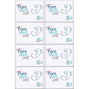 Puremed Yetişkin Bezi Bel Bantlı Tekstil Yüzey L - Büyük - Large 240 Adet (8PK*30)