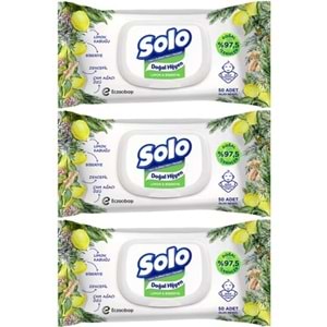 Solo Islak Havlu Mendil 50 Yaprak Limon & Biberiye (9 Lu Set) (3PK*3) 450 Yaprak