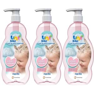 Uni Baby Bebek Kolay Tarama Saç ve Vücut Şampuanı 700ML (Pompalı) (3 Lü Set)