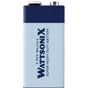Wattsonıx Çinko Karbon 9V PİL Tekli 1 Adet (60 Lı Set)