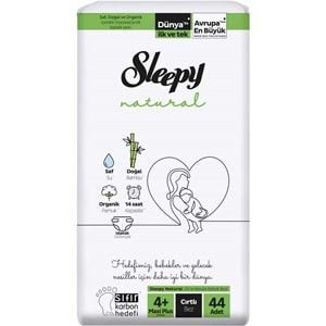 Sleepy Bebek Bezi Natural 4+ Beden (9-16 KG) Maxi Plus 88 Adet Ekonomik Fırsat Pk