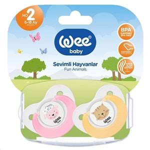 Wee Baby Sevimli Hayvanlar Damaklı Emzik No:2 2 Li Pk (6-18 Ay) Pembe - Turuncu