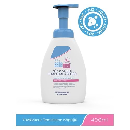 Sebamed Bebek Şampuanı Yüz ve Vücut Köpüğü 400ML (Göz Yakmayan pH 5.5 Nemlendirici Yenidoğan Hassas Cilt)
