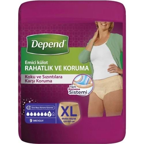 Depend Emici Külot Yetişkin Bezi XL - Extra Large Kadın (9 Adet) Tekli Pk
