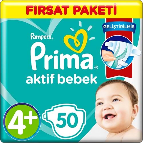 Prima Bebek Bezi 4+ Beden 10-15 KG Maxi Plus 50 Adet Fırsat Pk