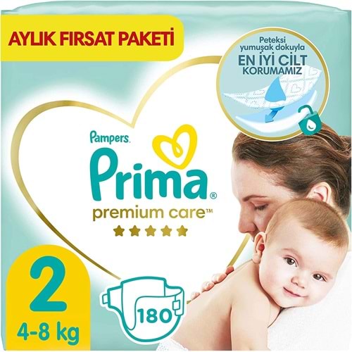 Prima Premium Care Bebek Bezi 2 Beden 4-8 KG Mini 180 Adet Aylık Fırsat Pk