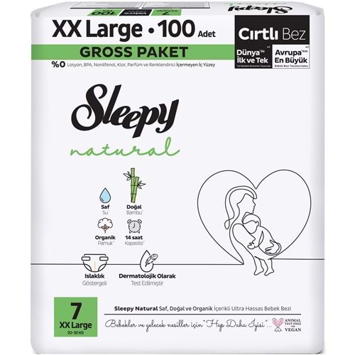 Sleepy Bebek Bezi Natural 7 Beden 20-30 KG XXLarge 100 Adet Gross Pk
