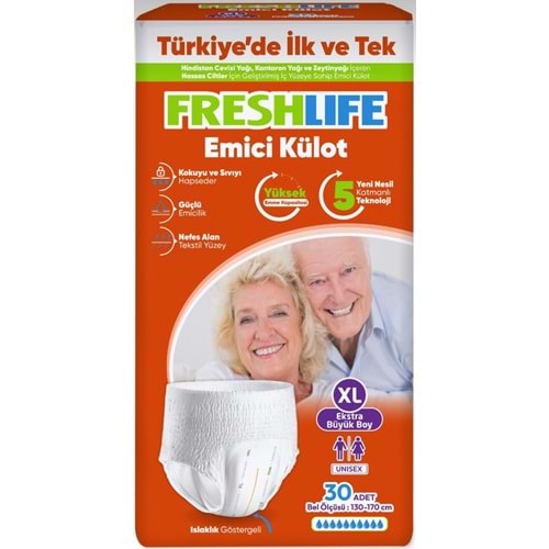 FreshLife Emici Külot Yetişkin Bezi Extra Büyük - Ekstra Büyük - XL (30 Adet)
