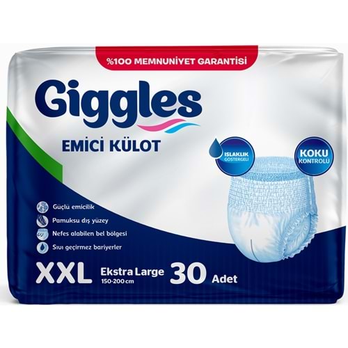 Giggles Yetişkin Bezi Emici Külot Ekstra Büyük (XXL) 30 Adet Tekli Pk Yeni