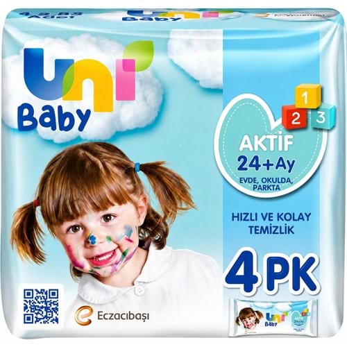 Uni Baby Islak Havlu Mendil 52 Yaprak Aktif (Paket İçeriği 4 Lü Pk)