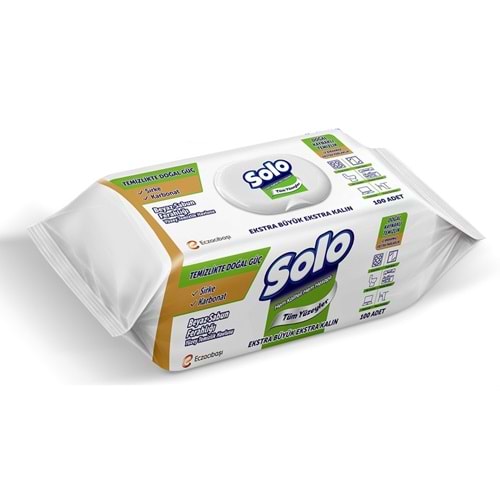 Solo Yüzey Temizlik Havlusu - Mendili 100 Yaprak Beyaz Sabun Ferahlığı Plastik Kapaklı