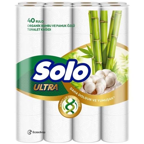 Solo Ultra Tuvalet Kağıdı 40 Lı Paket Rulo MEGA PK Organik Bambu ve Pamuk Özlü