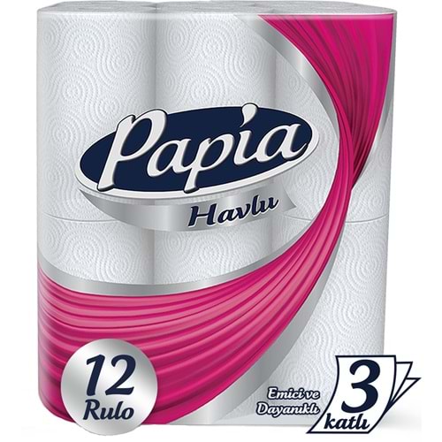 Papia kağıt Havlu 12 Li Pk (3 Katlı) Klasik