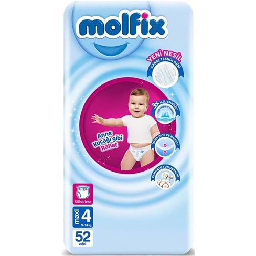 Molfix Külot Bebek Bezi 4 Beden 9-14 KG Maxi 52 Adet Fırsat Pk