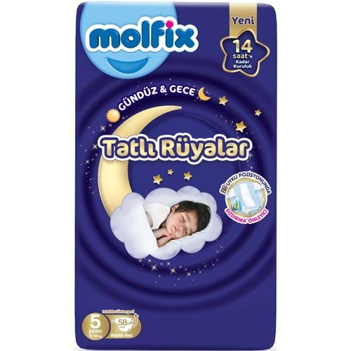 Molfix Tatlı Rüyalar Bebek Bezi 5 Beden 11-18 KG Junior 58 Adet Fırsat Pk