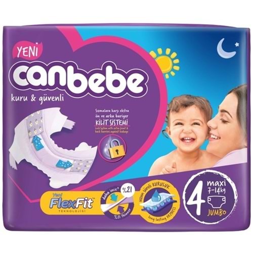 Canbebe Jumbo 4 Beden 7-14 KG Maxi 40 Adet Bebek Bezi