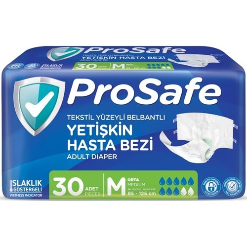 Prosafe Yetişkin Bezi Bel Bantlı Tekstil Yüzey M - Medium - Orta Boy 30 Adet Tekli Pk
