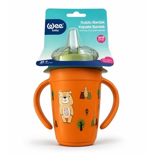 Wee Baby Friends Kulplu Pipetli Bardak 265 ML (Kod:339) Seçenekli - Turuncu