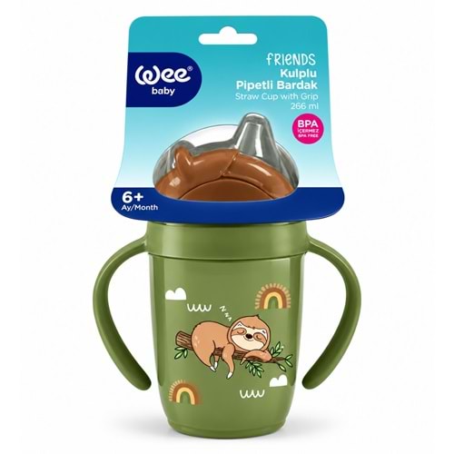 Wee Baby Friends Kulplu Pipetli Bardak 265 ML (Kod:339) Seçenekli - Yeşil