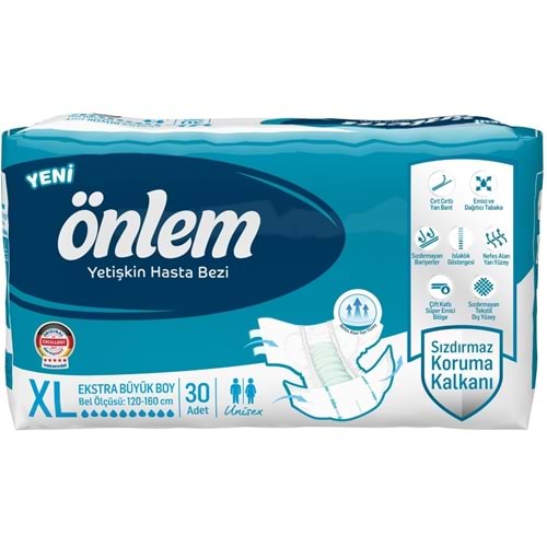 Önlem Yetişkin Bezi Bel Bantlı Tekstil Yüzey XL - Extra Large - Ekstra Büyük (30 Adet)