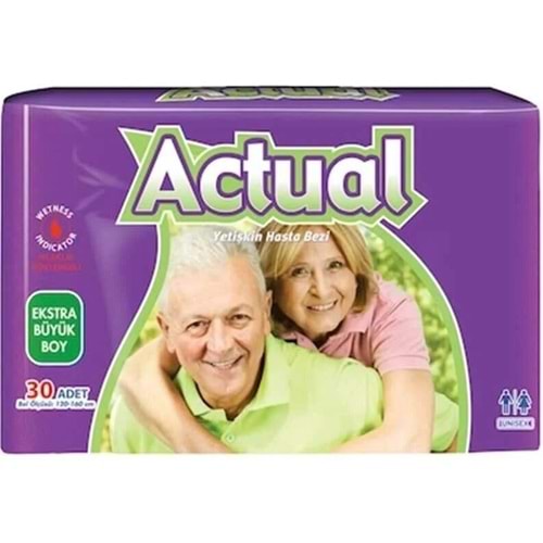 Actual Yetişkin Bezi Bel Bantlı XL - Ekstra Büyük - Extra Large 30 Adet