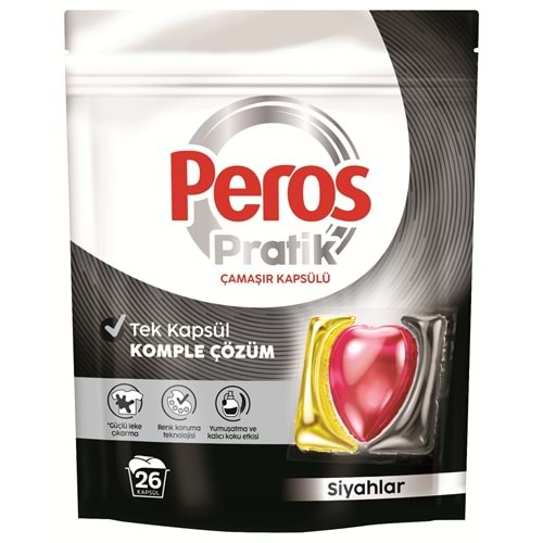 Peros Pratik Matik Çamaşır Deterjanı Kapsülü - Tableti 26 Adet Siyahlar
