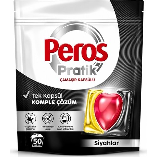 Peros Pratik Matik Çamaşır Deterjanı Kapsülü - Tableti 50 Adet Siyahlar (Avantaj Pk)