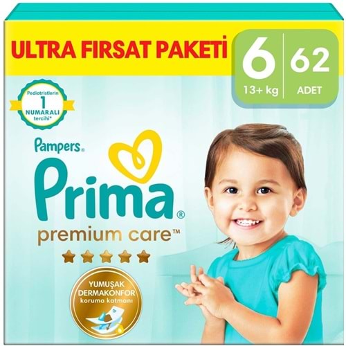 Prima Premium Care Bebek Bezi 6 Beden 13+ Extra Large 62 Adet Ultra Fırsat Pk