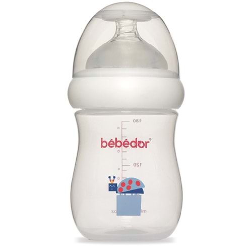 Bebedor Desenli Geniş Ağızlı PP Biberon 180ML (Kod:97322) - Mavi
