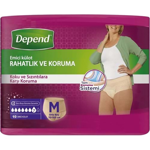 Depend Emici Külot Yetişkin Bezi Medium - Orta Kadın (10 Adet) Tekli Pk