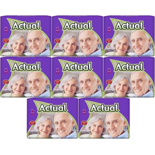 Actual Yetişkin Bezi Bel Bantlı L - Large - Büyük 240 Adet (8PK*30)