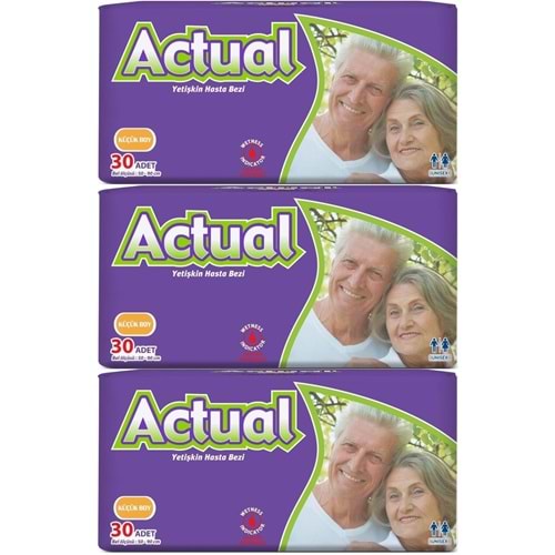 Actual Yetişkin Bezi Bel Bantlı S - Small - Küçük 90 Adet (3PK*30)