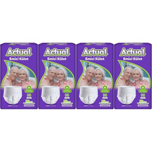 Actual Emici Külot Yetişkin Bezi M - Medium - Orta (Islaklık Göstergeli) 120 Adet (4PK*30)