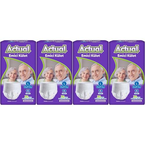 Actual Emici Külot Yetişkin Bezi L - Large - Büyük (Islaklık Göstergeli) 120 Adet (4PK*30)