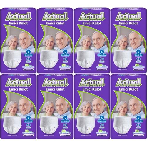 Actual Emici Külot Yetişkin Bezi L - Large - Büyük (Islaklık Göstergeli) 240 Adet