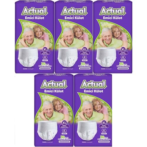 Actual Emici Külot Yetişkin Bezi XL - Extra Large - Ekstra Büyük (Islaklık Göstergeli) 150 Adet