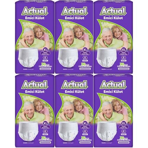 Actual Emici Külot Yetişkin Bezi XL - Extra Large - Ekstra Büyük (Islaklık Göstergeli) 180 Adet