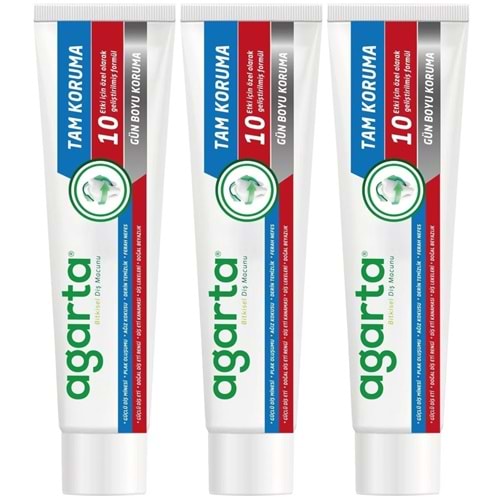 Agarta Doğal Tam koruma Diş Macunu 75 ML Gün Boyu Koruma (3 Lü Set)
