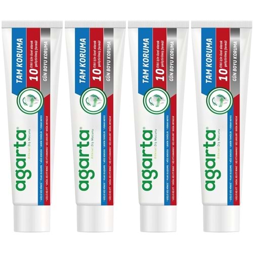 Agarta Doğal Tam koruma Diş Macunu 75 ML Gün Boyu Koruma (4 Lü Set)