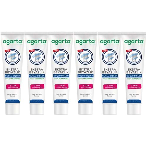 Agarta Doğal Tam koruma Diş Macunu 75 ML Ekstra Beyazlık Güçlü Dişler (Leke Önleyici) (6 Lı Set)