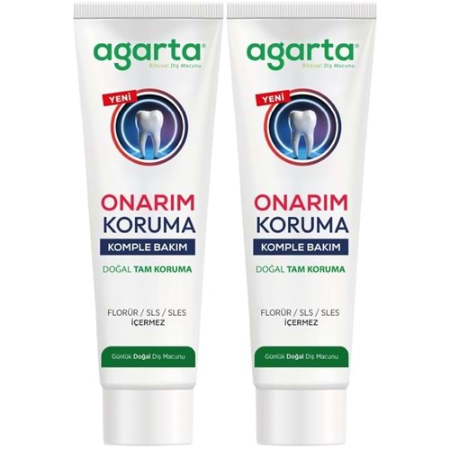 Agarta Doğal Tam koruma Diş Macunu 90 ML Onarım & Koruma (2 Li Set)